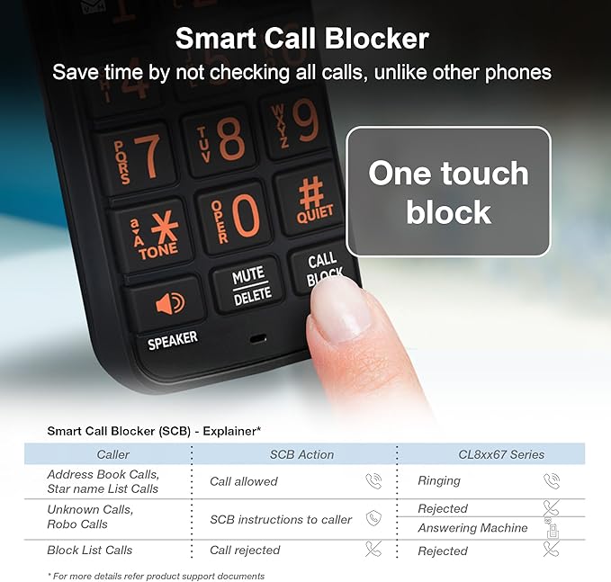AT&T CL80067 Accessory Handset for CL82x07, CL82x57, CL82x67, CL83x07, CL84x07 Series Cordless Phone for Home with Call Blocking, Caller ID Announcer, Intercom, and Long Range, Black/Wood Grain Finish