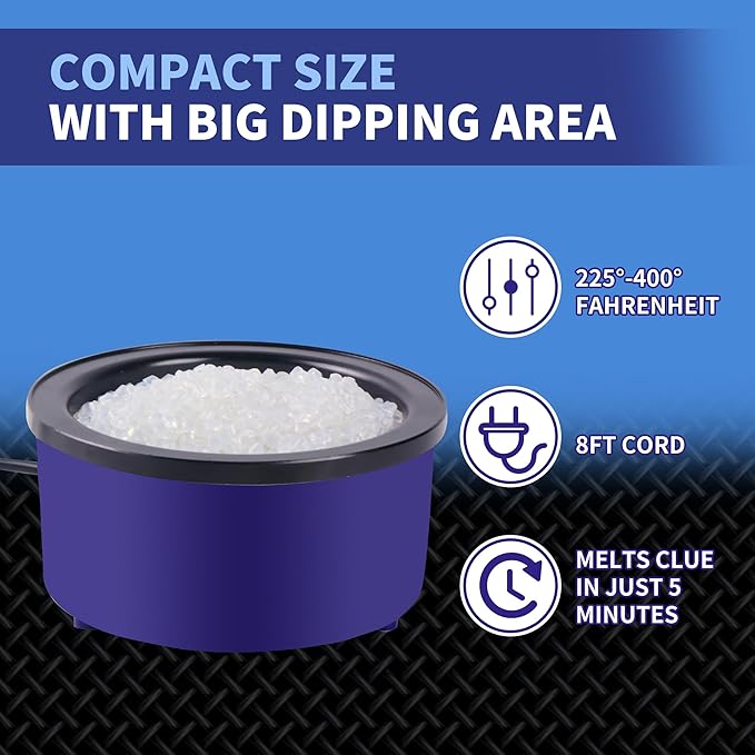 Electric Glue Pot for Crafts, 225-400°F Adjustable Temperature, 160ml Hot Glue Pot, 5-1/4" Diameter, 1" Depth - Fits Glue Sticks and Glue Pellets - Great for Crafts, DIY Projects Glue Pellets