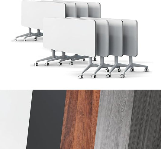 Conference Room Table, Folding Conference Tables,Thicken Grey Tabletop,Flip Top Wooden Seminar Meeting Room Table for Conference Room Offices (8, White, 61.0“)