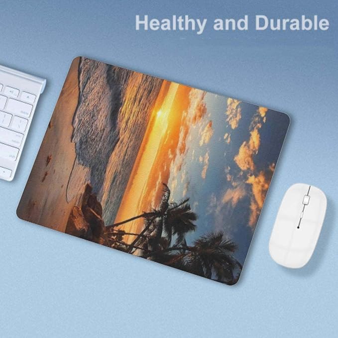 Sunset Beach Mouse Pad, Square Mousepad,Waterproof Mouse Mat Non-Slip Rubber Base MousePads for Office Home Laptop Travel, 9.5"x7.9"x0.12" Inch