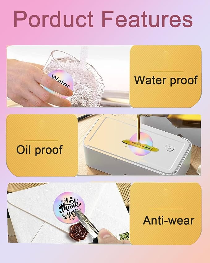 2inch Square Thermal Labels Self-Adhesive, Circle Thermal Printer Labels for Business and Home, Thermal Sticker Labels for/Shipping/Packaging/DIY Logo Design/Thanks Card, 420 pcs/3 Roll