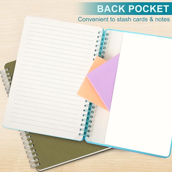 Light Blue Lined Spiral Journal Notebook with 160 Pages, 8×5.7in, A5 Spiral Notebook, Journaling Notebooks for Work, School, Women, Men, College Ruled Spiral Notebook, Hardcover Leather Journals