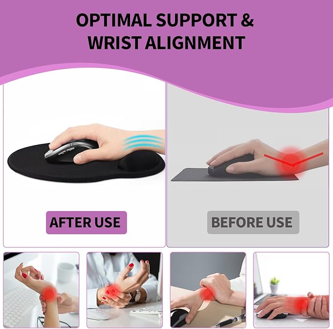 eulps Mouse Pad with Wrist Rest, Comfortable Computer Mousepad with Gel Wrist Support Smooth Surface and Non-Slip PU Base for Pain Relief, Laptop, Office & Home (Mauve Twilight)