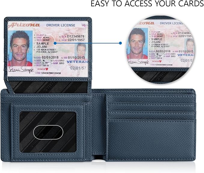 RUNBOX Wallet for Men Slim Rfid Leather 2 ID Window With Gift Box