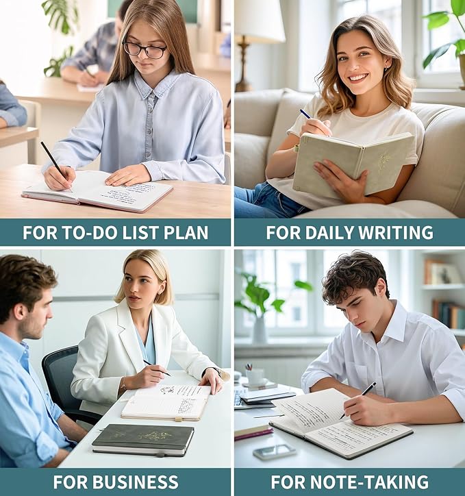 Lined Journal Notebook For Women Men, 200 Pages A5 Hardcover Leather Journals For Writing College Ruled Notebook For Work School Note Taking Business Diary Notepad 5.7'' X 8.3''- Aegean Blue