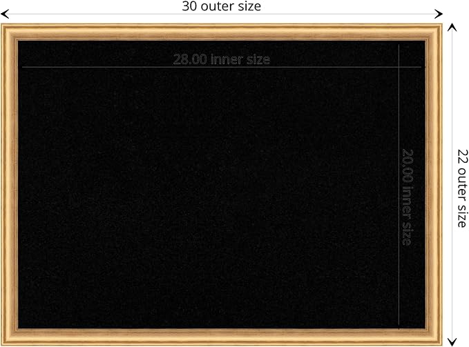 Amanti Art Black Cork Board for Wall, 22x30 Vision Board with Gold Wood Frame, Medium Corkboard Office Decor for Home Organization, Casual Corkboard Pinboard to display items for home organization