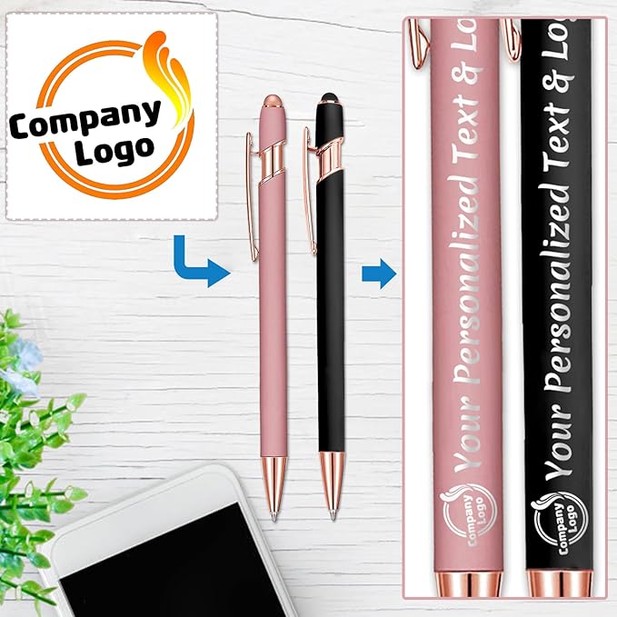 STREADVE Personalized Custom Pens 30 Engraved Writing Pen with Name Logo, Customized Promotional Items Stylus Pen Gifts for Men Women Realtor Business Reunion Wedding