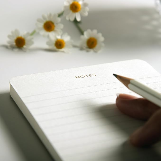 Elegant Desk Notepads for Professionals, Executive's Memo Pads, Minimalist, Gold Foiled, Lined, 5 Pack, 375 Sheets Total (75 Each), 6.3" x 3.9”, 80 GSM, Eco-friendly, FSC™ Certified