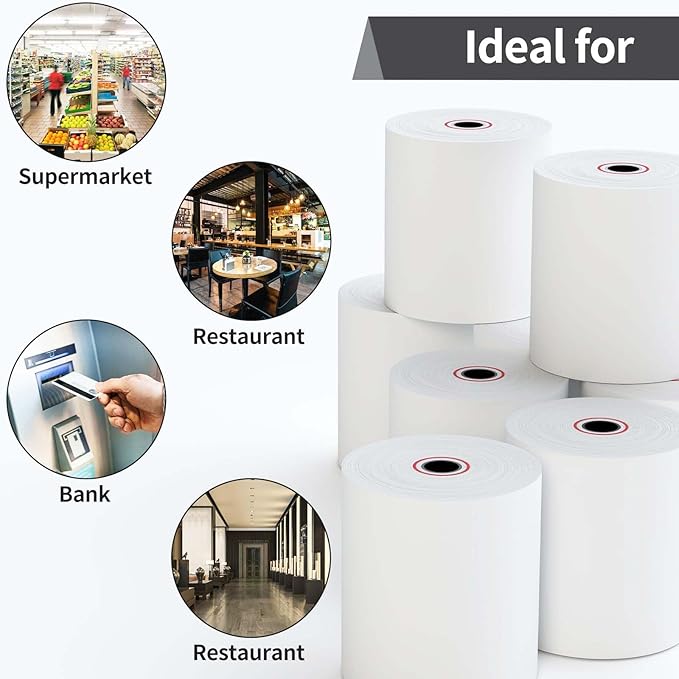 Thermal Receipt Paper Rolls, 3-1/8 x 230ft Thermal Paper, POS Cash Register Paper Rolls (10 Rolls)