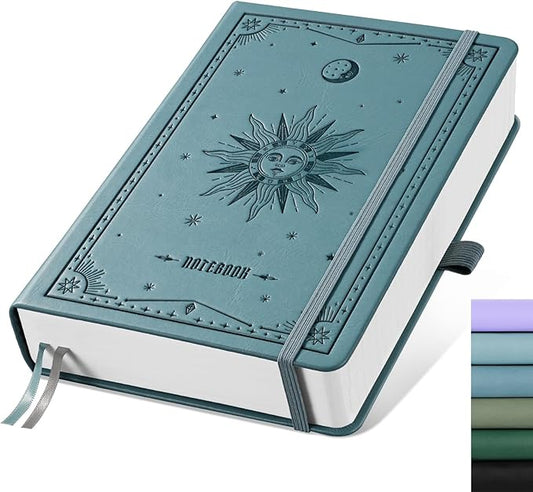 EMSHOI Graph Paper Notebook - 320 Pages, A5 Hardcover Leather, 100gsm Thick Paper, Square Grid Notebook for Women Men Work School Math Writing, Graphing, Engineering, 5.75 x 8.38, Light Blue