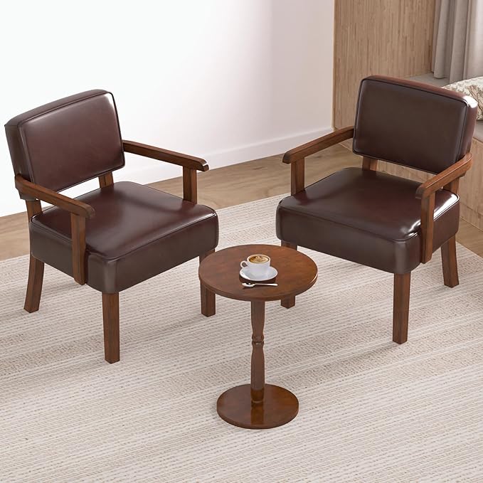 Accent Chair, PU Leather Living Room Chairs Oversize with Soft Seat and Armrests for Living Room Dinning Room Bedroom Reading Room Waiting Room