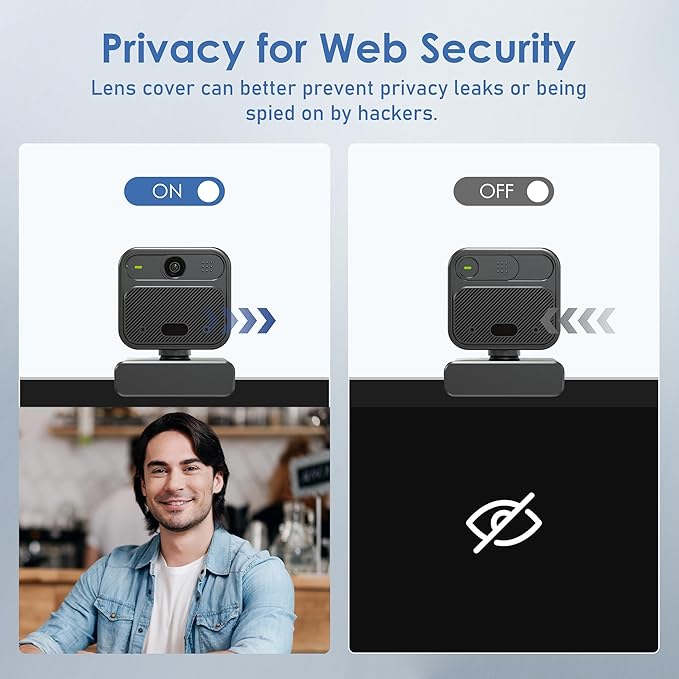 4K Webcam with 2 Microphone, Wide Angle PC Cameras with Mirror & Flip Funtion, Remote, Precise Focus, Privacy Cover, Tripod, Great for Computer, Zoom, OBS, Teams, Laptop, Personal Video Calling