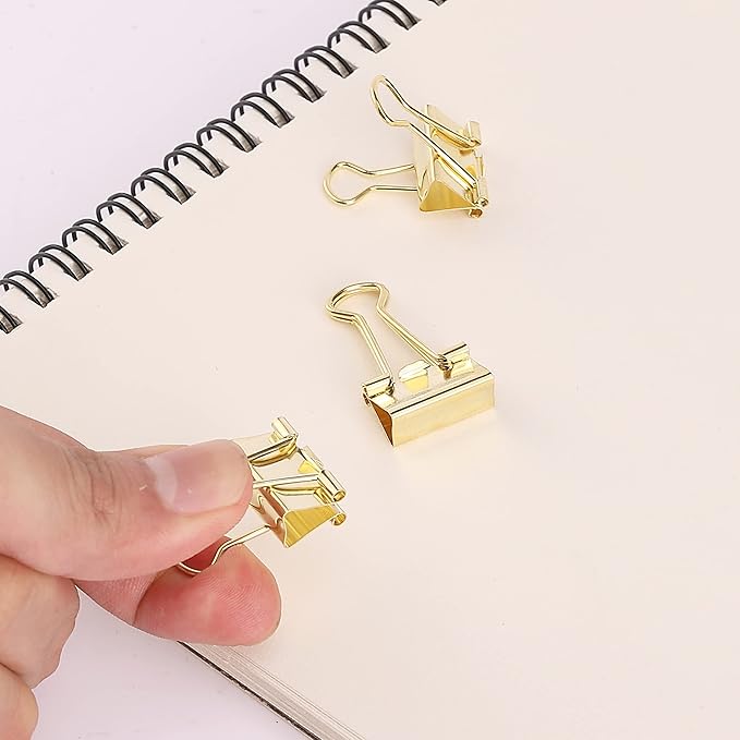 Mr. Pen- Gold Mini Binder Clips - 50 Pack, 0.75 in, Small Size, Paper Clips for Office