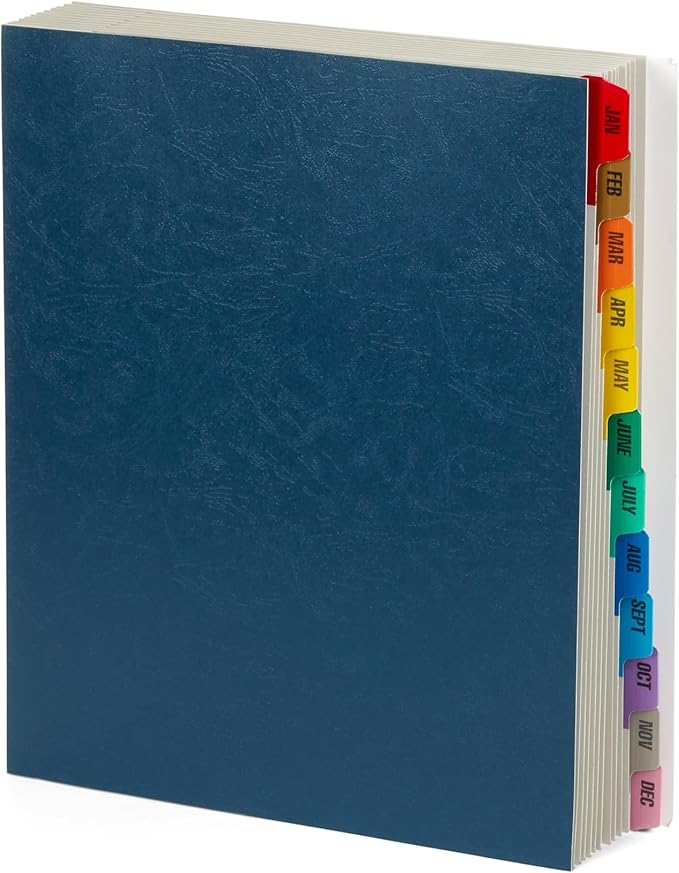 Blue Summit Expanding Monthly File Organizer, Letter Size 12 Month File Folder Organizer with Dividers, Paper Sorter for Desk and Documents