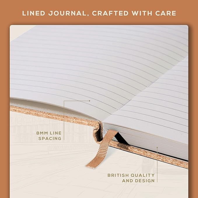 BEECHMORE BOOKS Lined Journal Notebook, 5.8 x 8.3 inch, A5 160 Lined Pages, Hardcover Leather Journals for Women, Men, Writing and Notebooks for Work - 120 GSM Thick Paper, Gifts Box Included