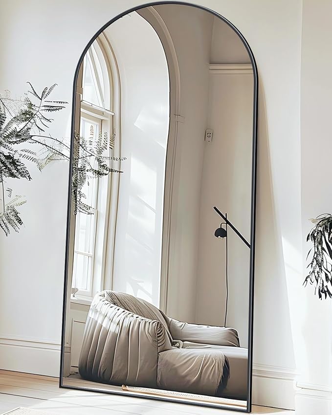 Antok Full Length Mirror, 76"x34" Arched Floor Mirror, Mirror Full Length with Stand, Wall Mounted Mirrors for Living Room Bedroom,Black