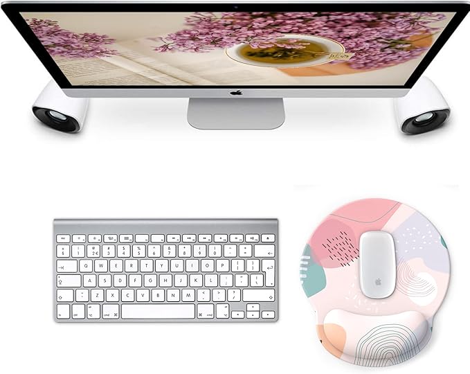 eulps Mouse Pad with Wrist Rest, Comfortable Computer Mousepad with Gel Wrist Support Smooth Surface and Non-Slip PU Base for Pain Relief, Laptop, Office & Home (Floral Fantasy)