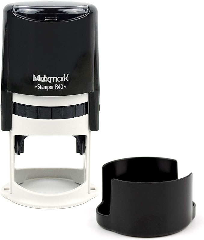 Round Notary Stamp for State of Oklahoma- Self Inking Stamp - Top Brand Unit with Bottom Locking Cover for Longer Lasting Stamp - 5 Year Warranty