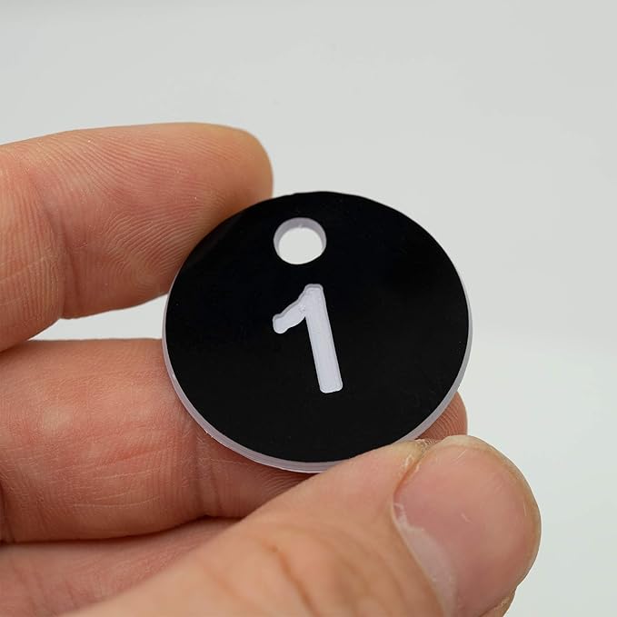 StayMax Plastic ID Number Tags Engraved Without Key Rings (101-200, Black)