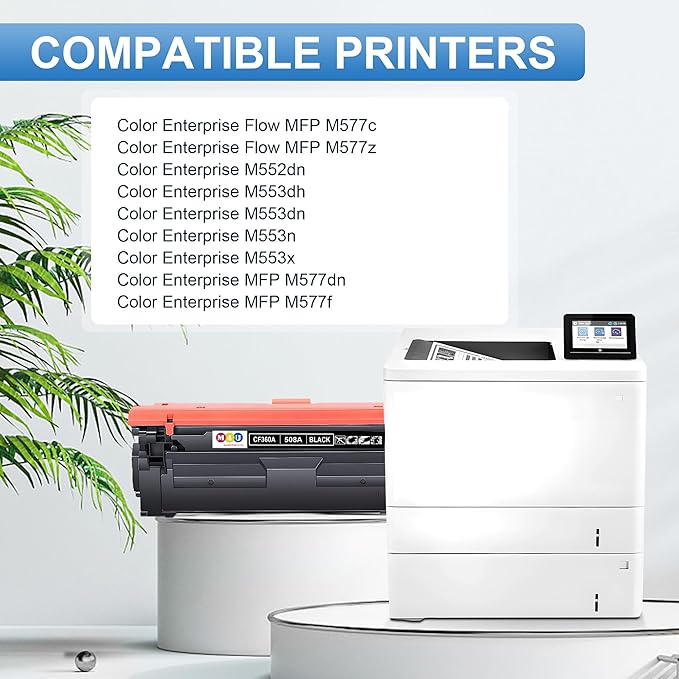 508A Remanufactured Toner Cartridges 4 Pack(with Chip) Compatible with 508A 508X for Enterprise M553 M552 553 MFP M577 Printer for 508A CF360A CF361A CF362A CF363A (Black Cyan Magenta Yellow)