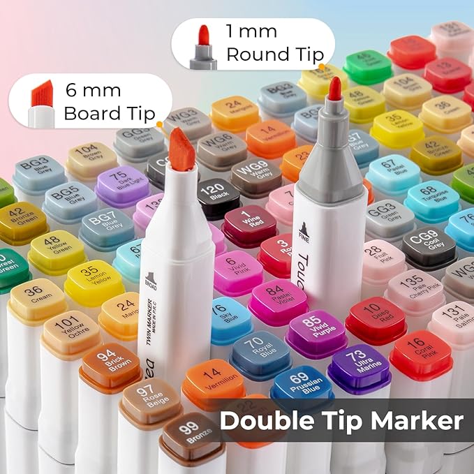Y YOMA 60 Color Alcohol Markers Dual Tip Art Drawing Coloring Marker Permanent Sketch School Supplies Aesthetic Gift for Kids Adults Comic Anime Manga Illustration