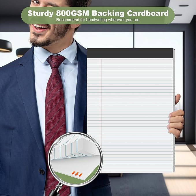 Note Pads 8.5 x 11.75 Writing Pads, 10 Pack, Double-Side Printed Lined Paper Pads Narrow Ruled White Legal Pads, 8.5x11.75 Line Note Pads, 30 Sheets Per Note Pad, Legal Notepads for Work/School/Office