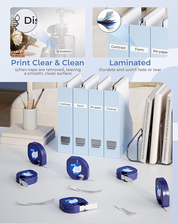 6-Pack Compatible with Dymo Letratag Refills 91331 White Plastic Label Maker Tape 12mm x 4m(1/2" x 13ft) Compatible with Dymo Label Maker Refills for Dymo Letra Tag 200B LT-100H 100T Plus