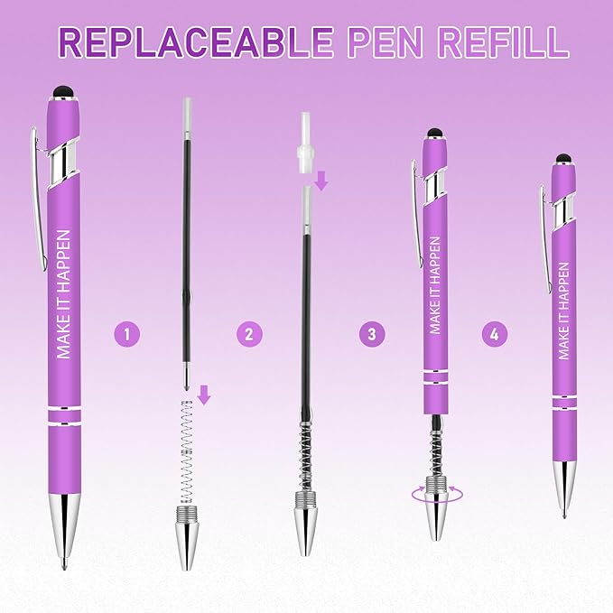 50 Pcs Inspirational Pens Bulk - Motivational Ink Ballpoint Pen with Quotes Stylus Tip Nurse Gifts for School Coworkers Office Supplies Black Ink