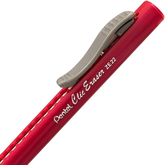 Pentel Clic Eraser - Retractable - Pen Style Grip - Big Erasers for Pencils - Pack of 7 Assorted Colors - Used for Drawing, Art, Drafting, Office, and School Supplies, for Adults & Kids