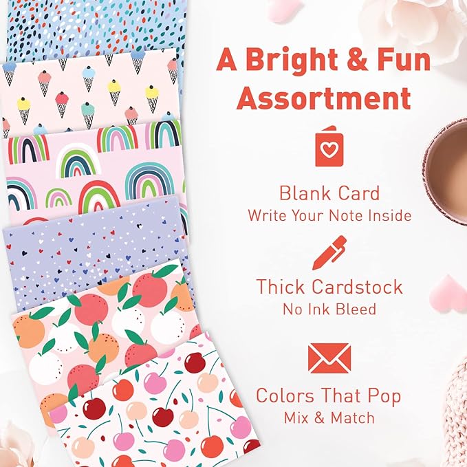 S&O Blank Cards for All Occasions in One Box Set - Blank Notecards with Envelopes for Handwritten Messages - All Occasion Tags Assortment Box with Covers - 24 Vibrant Letter Slips and Envelopes Pack