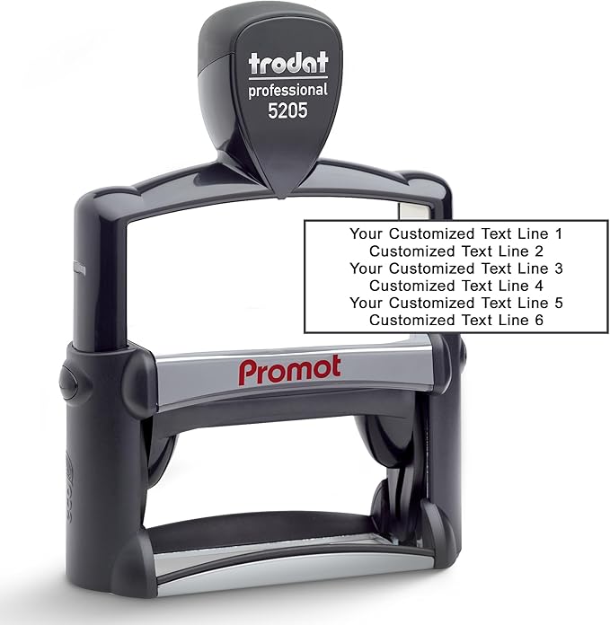 Promot Large Professional Stainless Steel Stainless Steel Self Inking 6 Lines Custom Stamp - Personalized Office Stamp