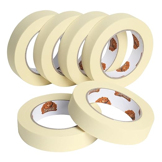 General Purpose Masking Tape 0.94 Inches x 60 Yards, Beige White Painters Tape for Painting, Labeling, DIY Arts Crafts, Home Office School Projects, 6 Rolls