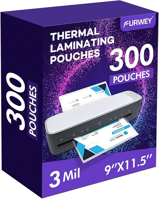300 Pack Laminating Sheets, 3 Mil, 9 x 11.5 Inches Thermal Laminating Pouches Lamination Sheet Paper for Laminator, Clear, Letter Size, Office and School Supplies