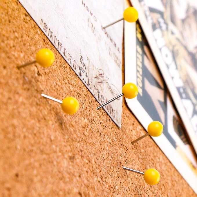 Map Tacks 1/8-Inch Assorted Color Beads Head Map Marking Push Pins,500-count (Yellow)