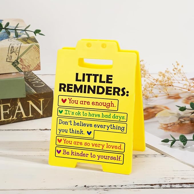 MBL Inspirational Positive Gifts Women - Motivational Mental Health Self Love Gift for Men Coworker College Student Birthday Christmas White Elephant, Little Reminders Office Dorm Decor Sign