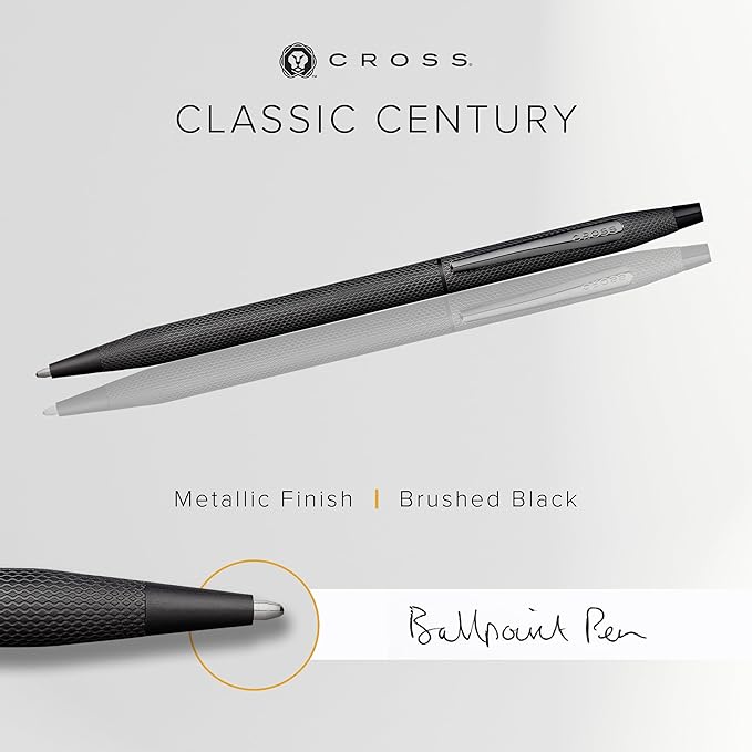 Cross Classic Century Refillable Ballpoint Pen Presented in a Luxury Gift Box - Medium Point, Black Ink, Brushed Black