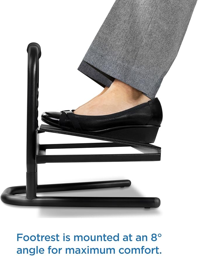 Mount-It! Height Adjustable Foot Rest for Standing and Sitting, Freestanding Under The Desk Footrest with Handle and Six Height Settings, Anti-Slip Padded Surface,Black