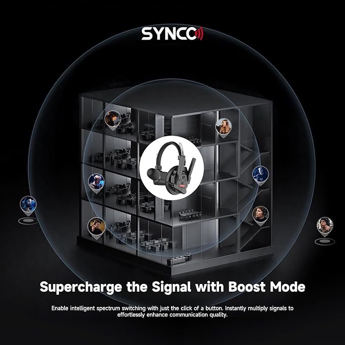 SYNCO XTalk XPro5 Wireless Intercom Headset with Microphone Communication System Random Master Device,2.4GHz Full Duplex 500 M/1640 FT Real-time Monitoring 24H Working Time