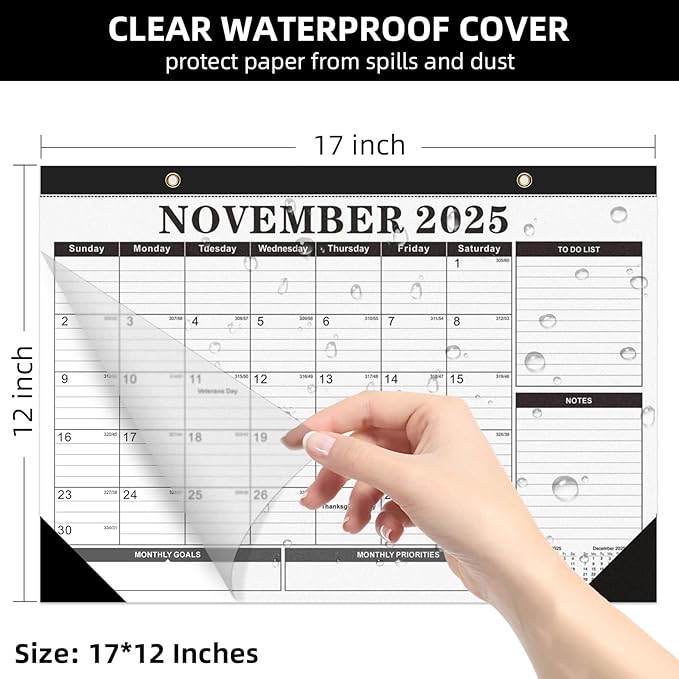Tcamp Desk Calendar 2025-2026 from July 2025 to December 2026, Large 17" x 12" Wall Calendar with Julian Dates, 18 Months Desk Planner for Home School Office Desktop, Christmas Gifts