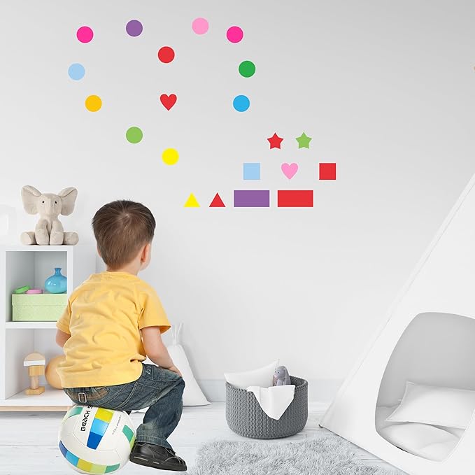 2016 PCS Colored Shape Stickers 10 Colors 6 Shape Dot Stickers Color Coding Labels for Classroom,Office,Etc(Round,Hearts, Stars,Triangle,Square,Rectangle)