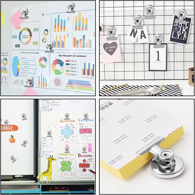 FINDMAG 12 Pack Magnetic Clips for Picture Hanging and Photo Display, Ideal for Fridge, Graduation Picture Display and Picture Holders, Strong Scratch-Free Magnet Clips for Kitchen, Office, Home