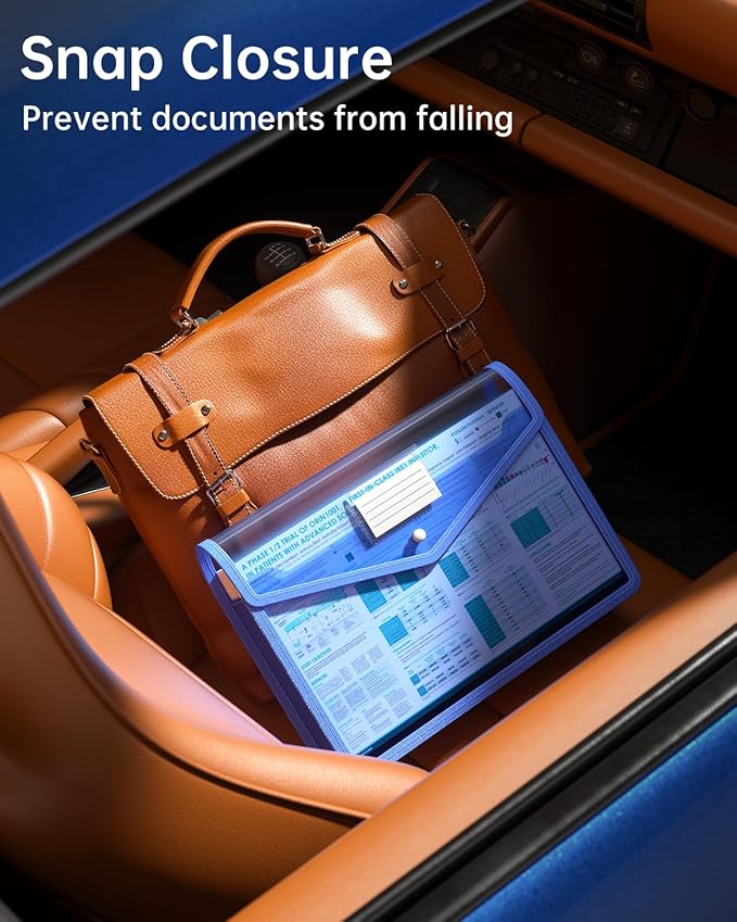 7 Pack B4 Plastic File Folders, Waterproof Transparent Expandable File Folder, Expanding File Folder Plastic File Folders, Portable Large Capacity B4 File Wallet for Office/Business/School