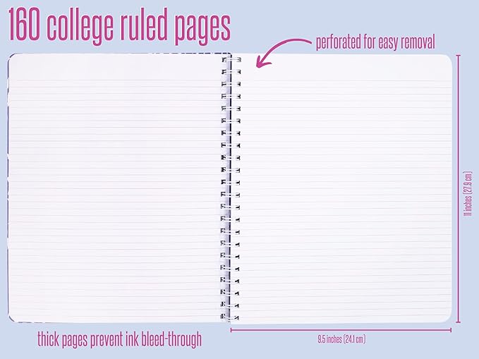 Lilly Pulitzer Gold Large Hardcover Spiral Notebook, 11" x 9.5" with 160 College Ruled Pages, Beach Haven