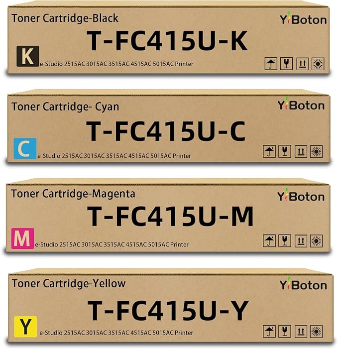High Yield TFC415U T-FC415U Toner Cartridge Replacement T-FC415U-K T-FC415U-C T-FC415U-M T-FC415U-Y Toner Cartridge for Toshiba e-Studio 2515AC 3015AC 3515AC 4515AC 5015AC Printer (4 Pack)