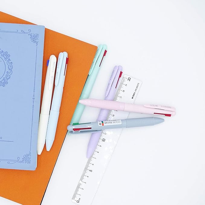 COLNK Multicolor Ballpoint Pen 0.5, 4-in-1 Colored Pens Fine Point,Ballpoint Gift Pens for Planner Journaling,Assorted Ink, 6-Count