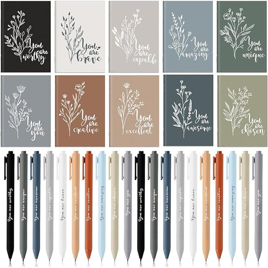 60 Pcs Inspirational Notebooks Motivational Mini Notepads Bulk Aesthetic Mini Notebook with Pen Employees Appreciation Gifts for Social Worker Coworkers Teachers Office (Neutral Colors)