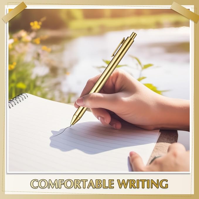 50 Pcs 30 Pcs Gold Slim Ballpoint Pens Bulk Golden Retractable Black Ink Medium Point (0.5mm) Smooth Metallic Color Writing Ballpoint Pens for Wedding Bridal Shower Business Office (Classic Style)