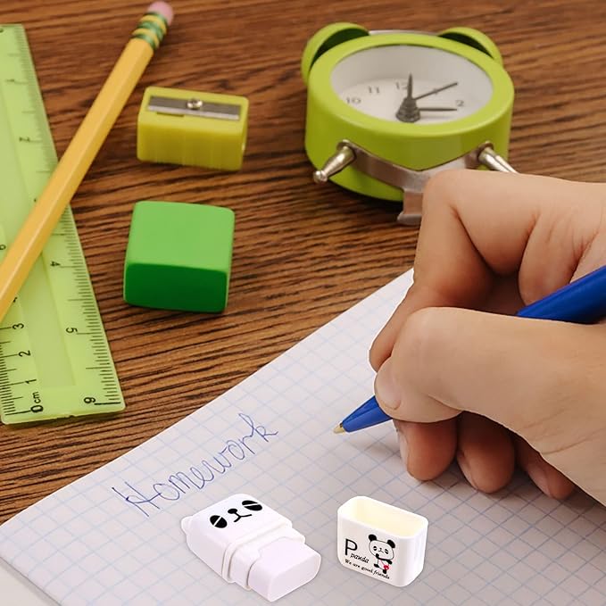 36 Pieces Erasers for Kids Cute Animal Cartoon Eraser with Cover and Roller Cases 6 Patterns Soft Pencil Rubber for Office Back to School Gifts Supplies Animals Themed Fun Party Favor