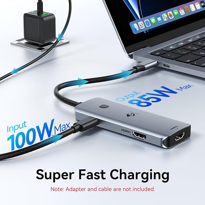 USB C Docking Station Dual Monitor, LIONWEI Laptop USBC Dock Multiport Adapter with 2 4K HDMI, 3 USB-A/3.0/2.0, 100W Power Delivery, 6-in-1 for MacBook/Surface/Lenovo/Dell/HP