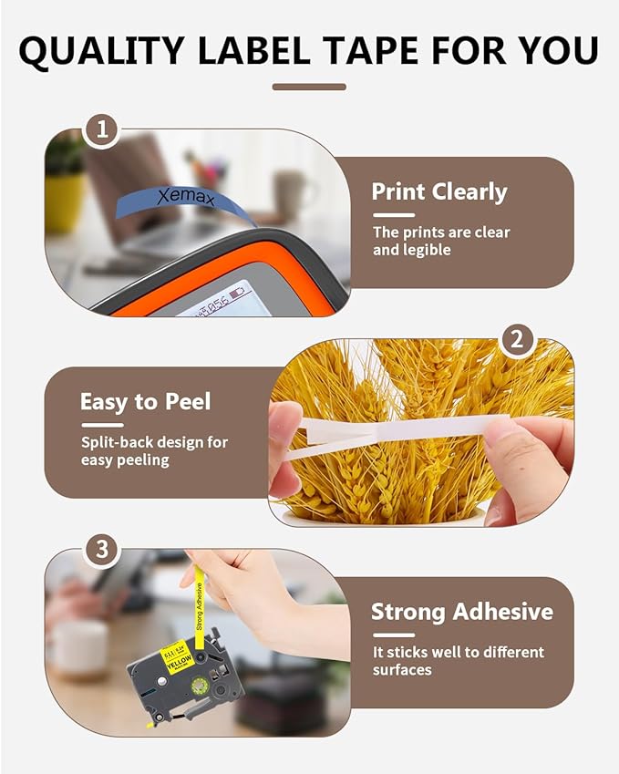 6-Pack 6mm 0.23" Multi-Color Label Tape Compatible for Brother P Touch Label Refills 1/4" Tze Tz Tape Laminated Work for PTD220 PTH100 PTH110 PTD202 PTD210, Clear/White/Red/Blue/Yellow/Green